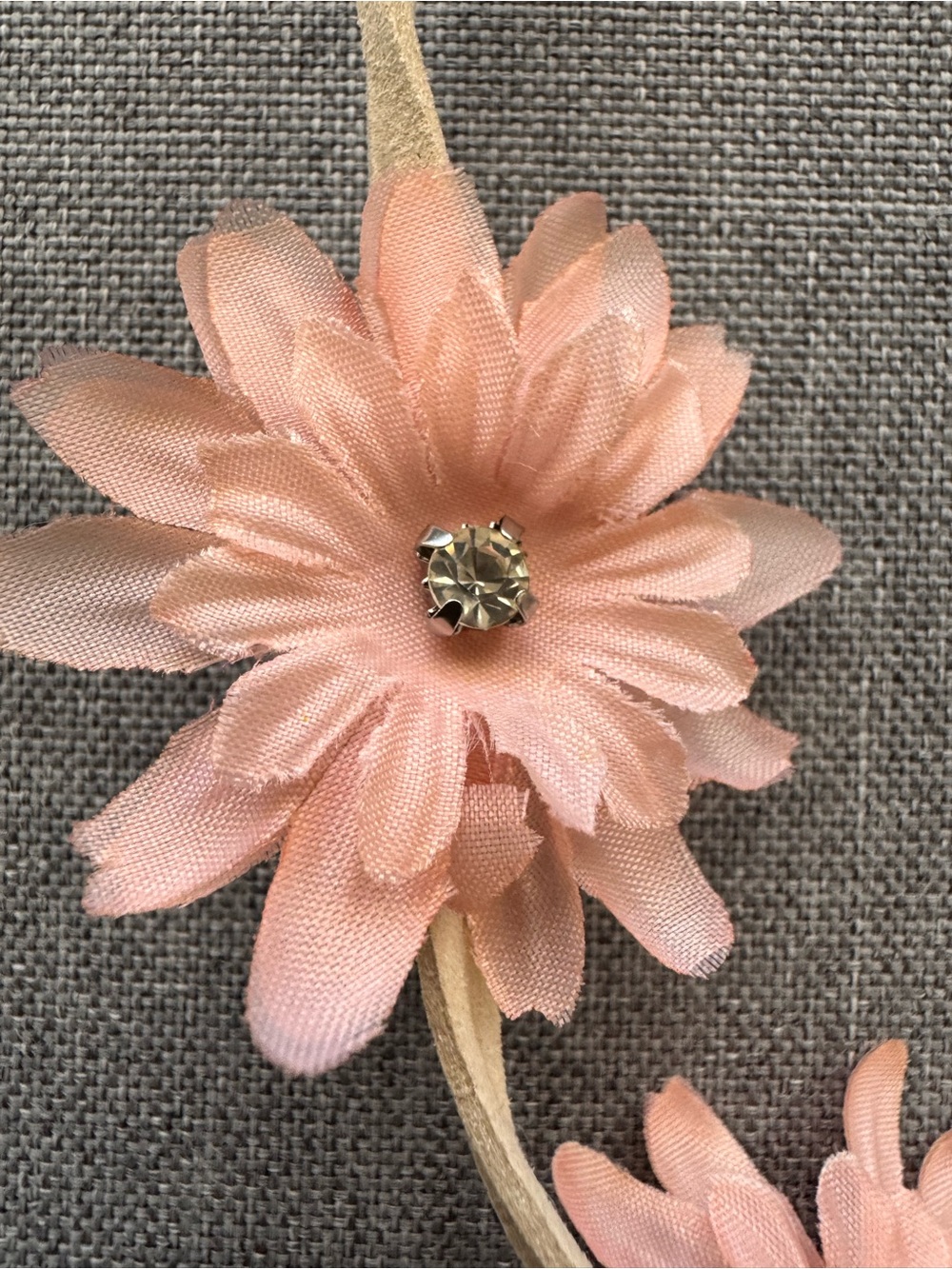 Delicate Pink Floral With Rhinestone Headband — Women's Hair Accessory - Picture 3 of 5